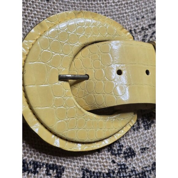 Vintage Yellow Bonded Leather Croc Python Chunky Belt - Picture 12 of 13